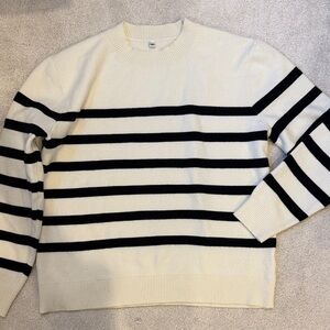 Striped Crewneck Sweater in Cream and Black
